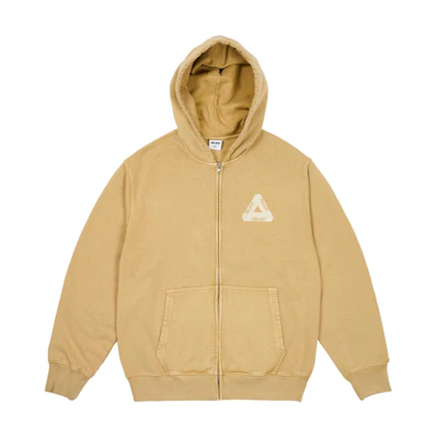 PALACE SS24 Pigment Wash Tri-Ferg Logo Zip Hoodie Unisex Light Brown. P26CS100