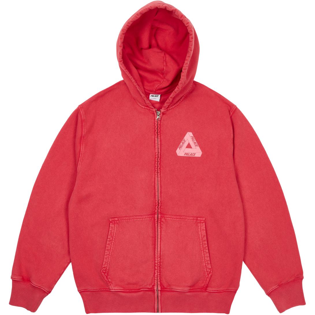 PALACE SS24 Pigment Wash Tri-Ferg Logo Zip Hoodie Unisex Red P26CS115 圖 2