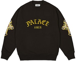 PALACE SS24 Saints Crew Black Unisex Letter Graphic Long-Sleeve Sweatshirt. P26CS009 PALACE SS24 Saints Crew Black Unisex Letter Graphic Long-Sleeve Sweatshirt. P26CS009