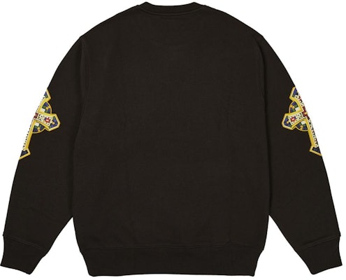 PALACE SS24 Saints Crew Hitam Unisex Sweatshirt Lengan Panjang Graphic. P26CS009 Lookbook PALACE SS24 Saints Crew Hitam Unisex Sweatshirt Lengan Panjang Graphic. P26CS009