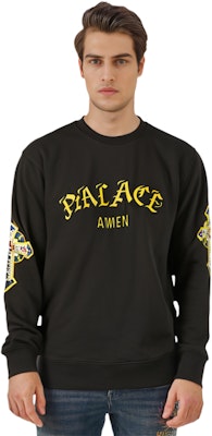 PALACE SS24 Saints Crew Hitam Unisex Sweatshirt Lengan Panjang Graphic. P26CS009 Shop PALACE SS24 Saints Crew Hitam Unisex Sweatshirt Lengan Panjang Graphic. P26CS009