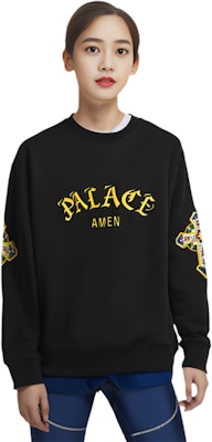 PALACE SS24 Saints Crew Hitam Unisex Sweatshirt Lengan Panjang Graphic. P26CS009 Purchase PALACE SS24 Saints Crew Hitam Unisex Sweatshirt Lengan Panjang Graphic. P26CS009