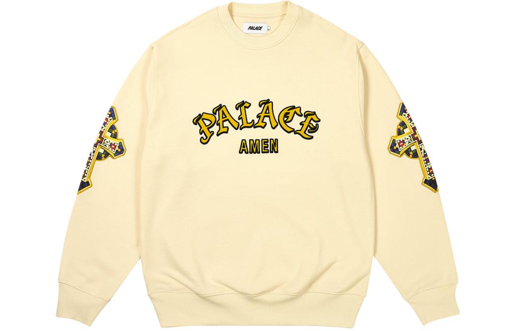 PALACE SS24 Saints Crew Soft White Unisex Logo Long-Sleeve Sweatshirt. P26CS047
