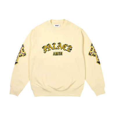 PALACE SS24 Saints Crew Soft White Unisex Logo Long-Sleeve Sweatshirt. P26CS047
