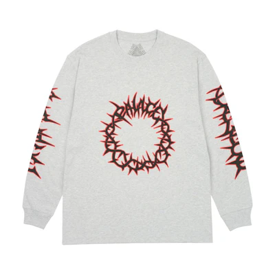 Palace SS24 Spiked Graphic Crewneck Pullover Longsleeve Sweatshirt Grey Unisex P26LS012