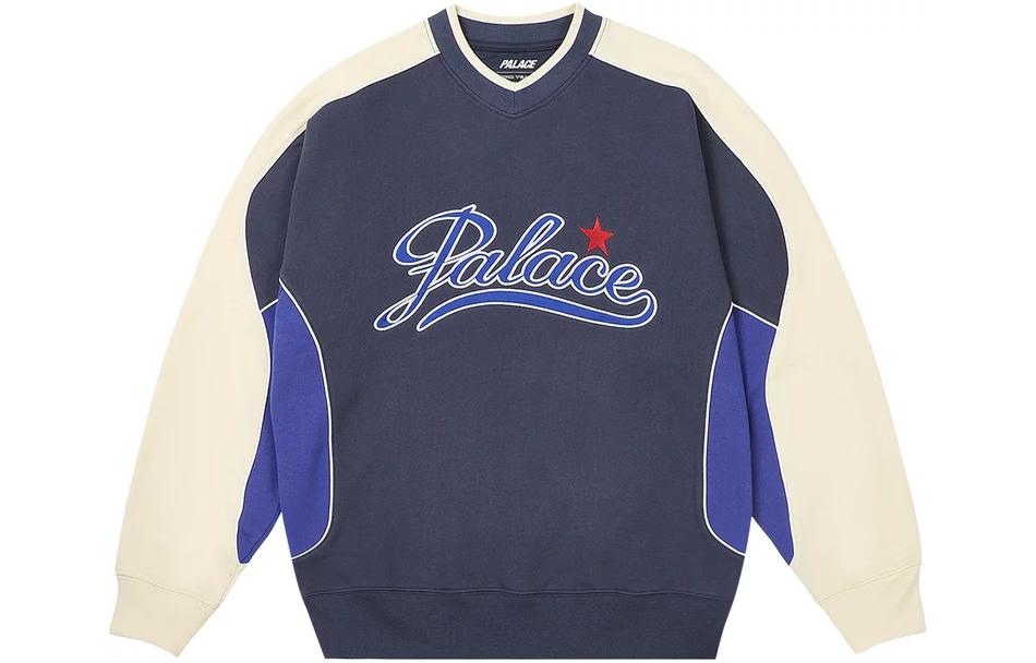 PALACE SS24 Star Script Navy Pullover Crewneck Sweatshirt Unisex. P26CS006