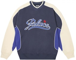 PALACE SS24 Star Script Navy Pullover Crewneck Sweatshirt Unisex. P26CS006 PALACE SS24 Star Script Navy Pullover Crewneck Sweatshirt Unisex. P26CS006