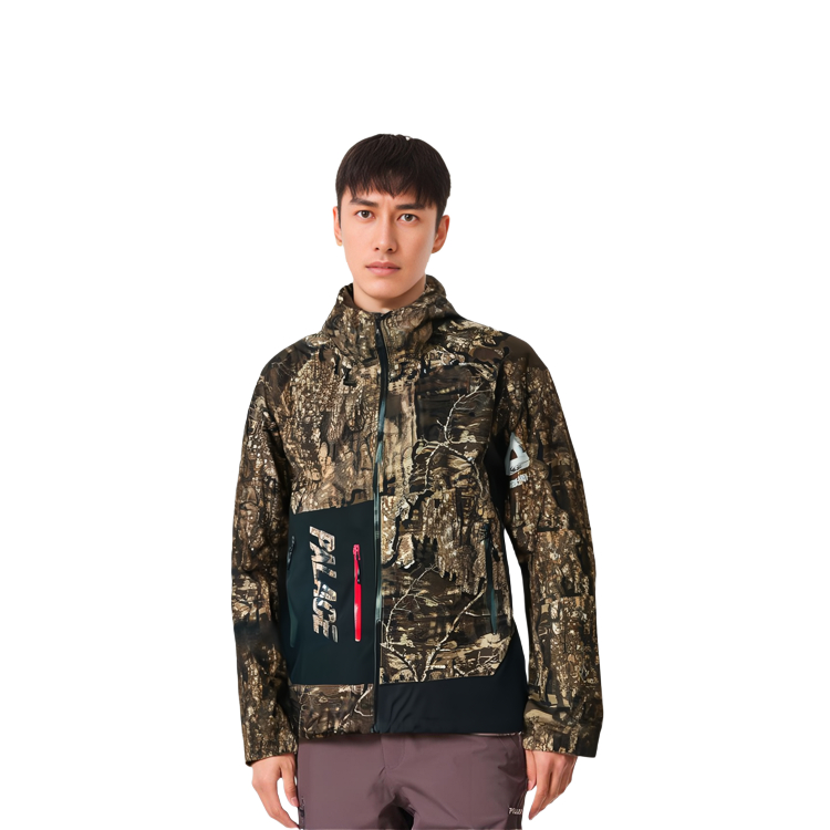 Details for PALACE SS24 字母印花连帽夹克 拉链口袋 男女同款 木纹色。 P25JK005