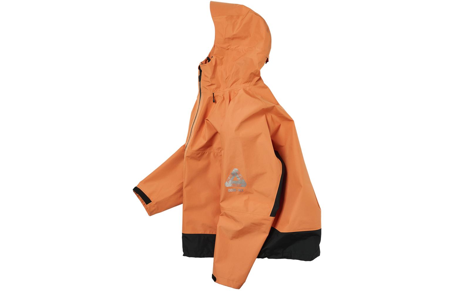 Shop PALACE SS24 TEX 3L 字母印花橙色连帽拉链口袋夹克 男女适用 P25JK004