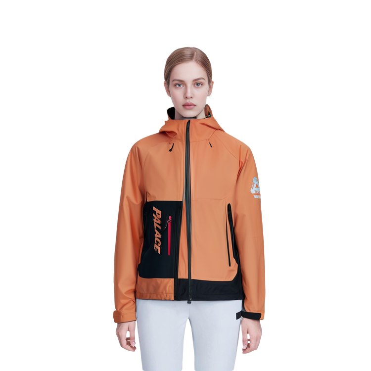 Sizing PALACE SS24 TEX 3L 字母印花橙色连帽拉链口袋夹克 男女适用 P25JK004