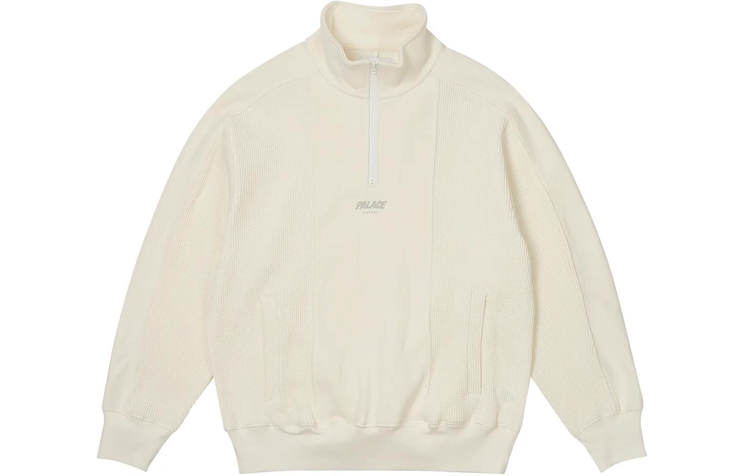 Palace SS24 Waffle 1/4 Zip White Long-Sleeve Pullover Unisex Sweater White P26CS007