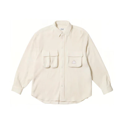 PALACE SS24 Waffle Shirt White Long Sleeve Unisex with Logo & Chest Pocket. P26SHT030