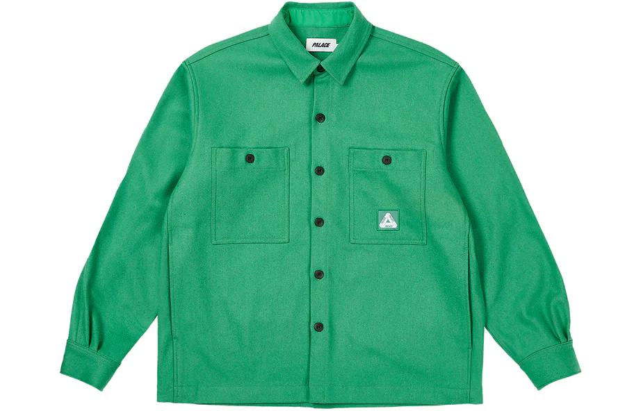 Palace SS24 Wool Shirt Jacket Sweet Pea Green Unisex Long Sleeve Overshirt Jacket P26SHT006