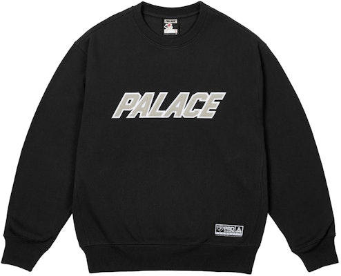 PALACE SS25 Baju Sweatshirt Hitam Unisex Rekaan Patch Logo Fit Santai. P28CS031 Order PALACE SS25 Baju Sweatshirt Hitam Unisex Rekaan Patch Logo Fit Santai. P28CS031