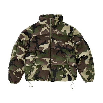 PALACE SS25 Corduroy Camo Logo Puffa Jacket Green Unisex. P28JK043
