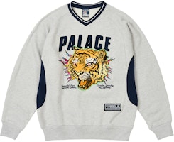 PALACE SS25 Drop6 TORA TORA Crew Relaxed Fit Sweatshirt with Tiger Logo Patch. P28CS061 PALACE SS25 Drop6 TORA TORA Crew Relaxed Fit Sweatshirt with Tiger Logo Patch. P28CS061