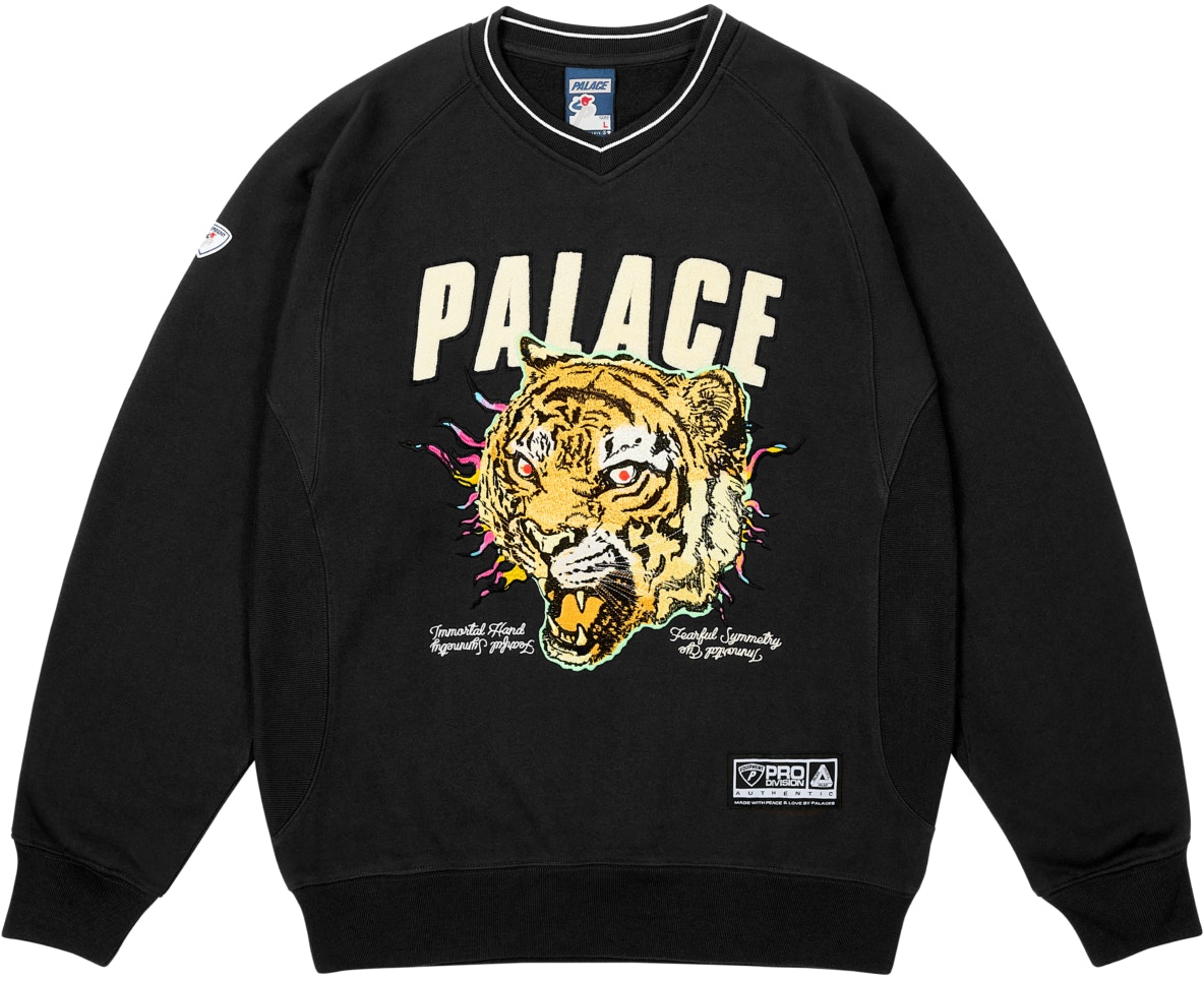 palace-ss-25-drop6-tora-tora-crew-tiger-logo-patch-oversized-black-sweatshirt-unisex-p28-cs-033