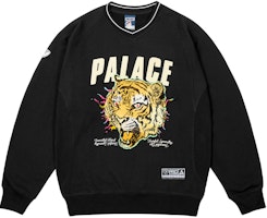 PALACE SS25 Drop6 Tora Tora Crew Tiger Logo Patch Oversized Black Sweatshirt Unisex P28CS033 PALACE SS25 Drop6 Tora Tora Crew Tiger Logo Patch Oversized Black Sweatshirt Unisex P28CS033