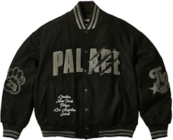 PALACE SS25 Drop6 Tora Tora Varsity Jacket Black Tiger Patch Unisex Casual Jacket P28JK007 PALACE SS25 Drop6 Tora Tora Varsity Jacket Black Tiger Patch Unisex Casual Jacket P28JK007