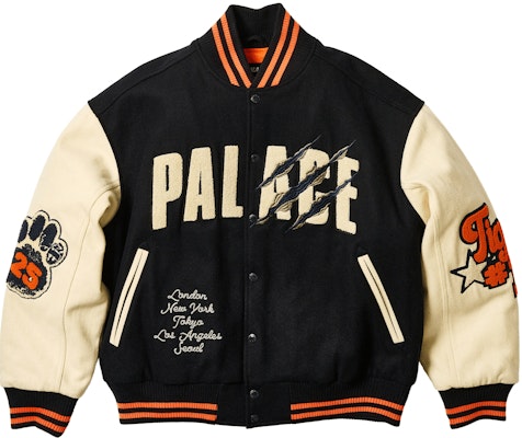PALACE SS25 드롭6 토라 토라 바시티 재킷 네이비 블루 유니섹스 타이거 패치 디자인. P28JK027 Buy PALACE SS25 드롭6 토라 토라 바시티 재킷 네이비 블루 유니섹스 타이거 패치 디자인. P28JK027