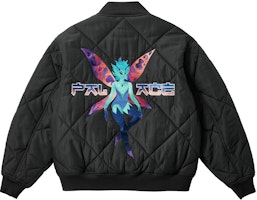 PALACE SS25 Drop 5 Fairy Bomber Jacket Black Unisex with Back Fairy Design. P28JK025 PALACE SS25 Drop 5 Fairy Bomber Jacket Black Unisex with Back Fairy Design. P28JK025