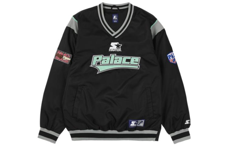 Palace Starter Warm Up Pullover Black V-Neck Logo Print Sweatshirt . P22STAJK003