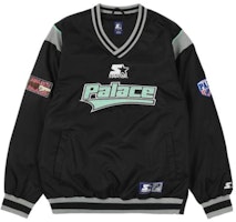 Palace Starter Warm Up Pullover Black V-Neck Logo Print Sweatshirt . P22STAJK003 Palace Starter Warm Up Pullover Black V-Neck Logo Print Sweatshirt . P22STAJK003