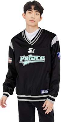 パレス スターター ウォームアップ Vネック ロゴプリント ブラック スウェットシャツ P22STAJK003 Lookbook パレス スターター ウォームアップ Vネック ロゴプリント ブラック スウェットシャツ P22STAJK003