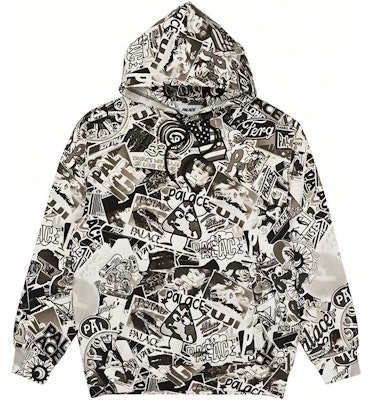 팔라스 스티커 팩 후드 블랙 유니섹스 풀오버 스웨트셔츠. P20CS042 Order 팔라스 스티커 팩 후드 블랙 유니섹스 풀오버 스웨트셔츠. P20CS042