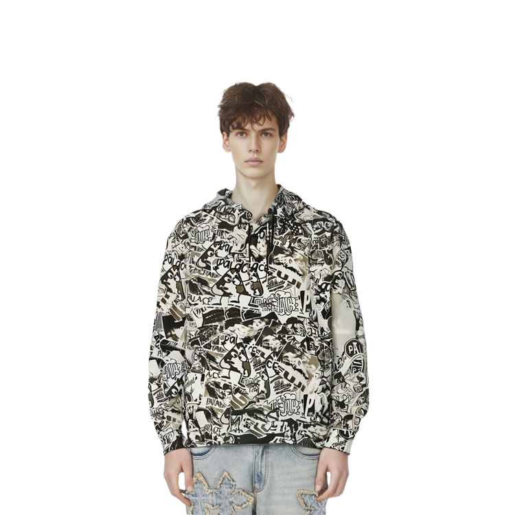 Shop 팔라스 스티커 팩 후드 블랙 유니섹스 풀오버 스웨트셔츠. P20CS042