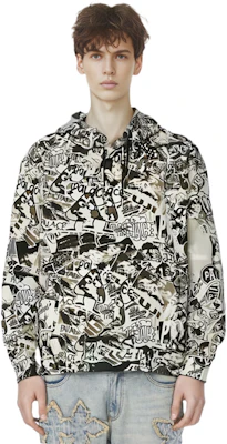 팔라스 스티커 팩 후드 블랙 유니섹스 풀오버 스웨트셔츠. P20CS042 Shop 팔라스 스티커 팩 후드 블랙 유니섹스 풀오버 스웨트셔츠. P20CS042