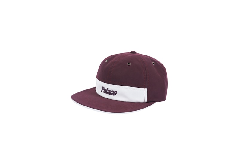Palace Strip 6-Panel Hat Burgundy/White