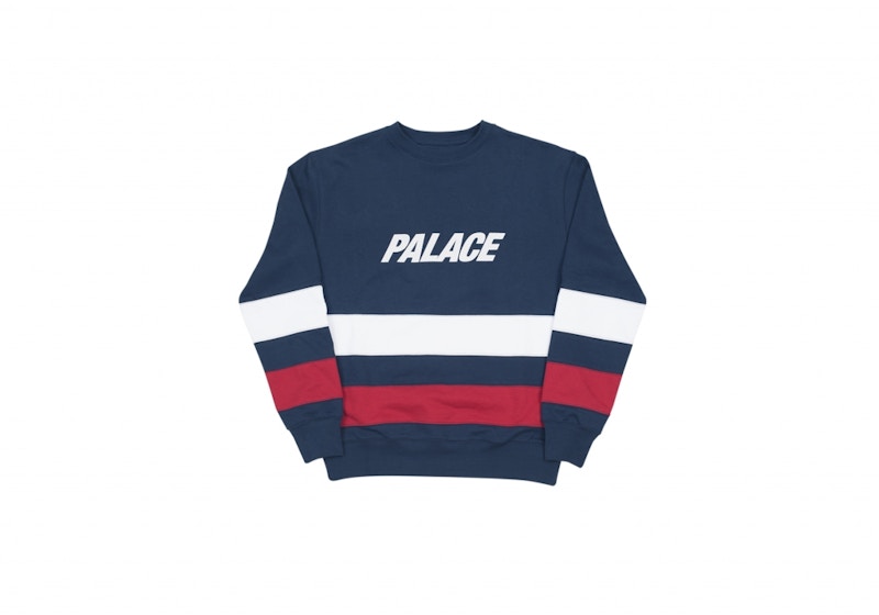 Palace Stripe Panel Crew Navy