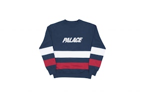 Palace Stripe Panel Crew Navy Palace Stripe Panel Crew Navy
