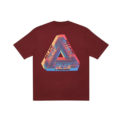 Palace Tri-Ferg Colour Blur T-Shirt Burgundy