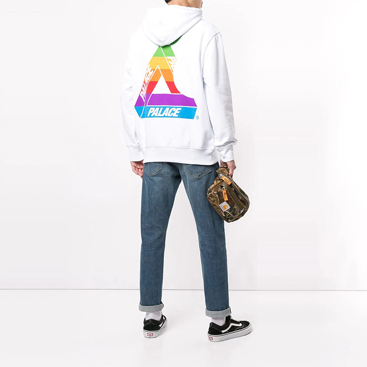 Shop Palace Tri-Ferg Logo Print Pullover Hoodie White - Style P16HD003