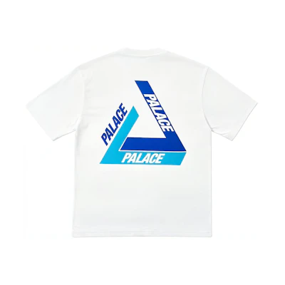 PALACE Tri-Shadow T-Shirt Blue Colorblock Triangle Logo White Unisex Tee. P15TS237