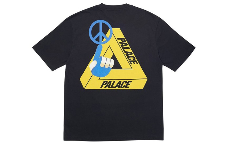 Buy PALACE 三角笑脸大印花男女同款黑色T恤 PAL-TST-BLK