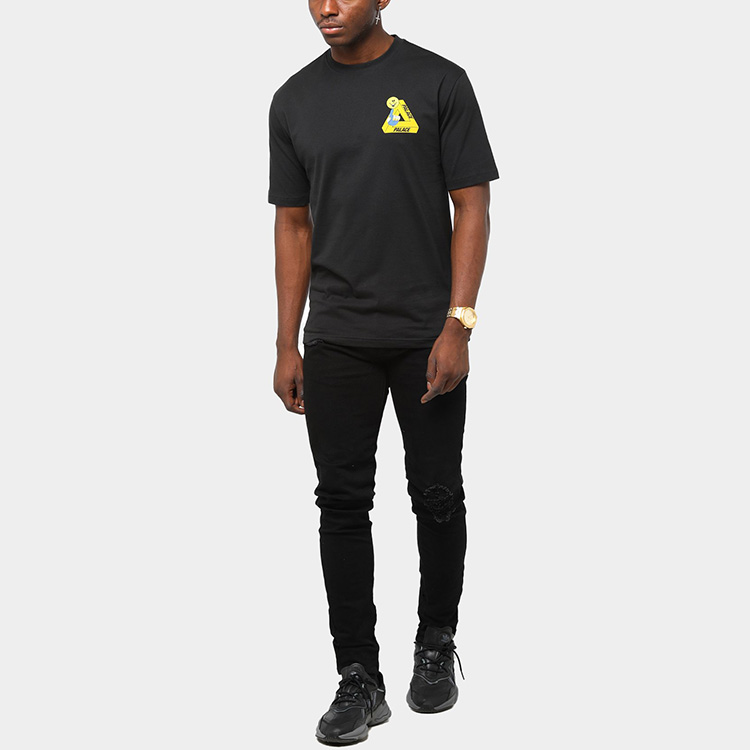 Cheap PALACE 三角笑脸大印花男女同款黑色T恤 PAL-TST-BLK