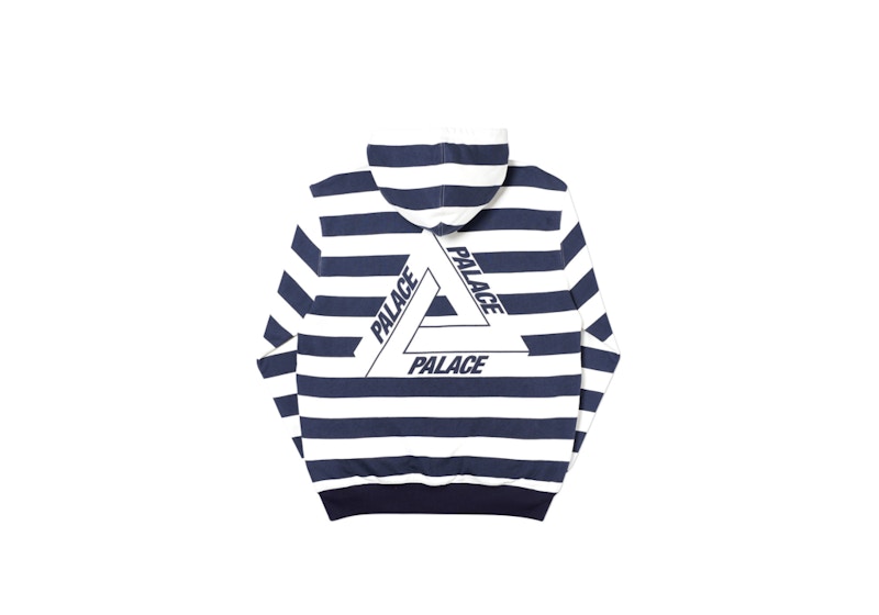 Order Palace Hoodie Zip Tiga-Garis Putih/Navy