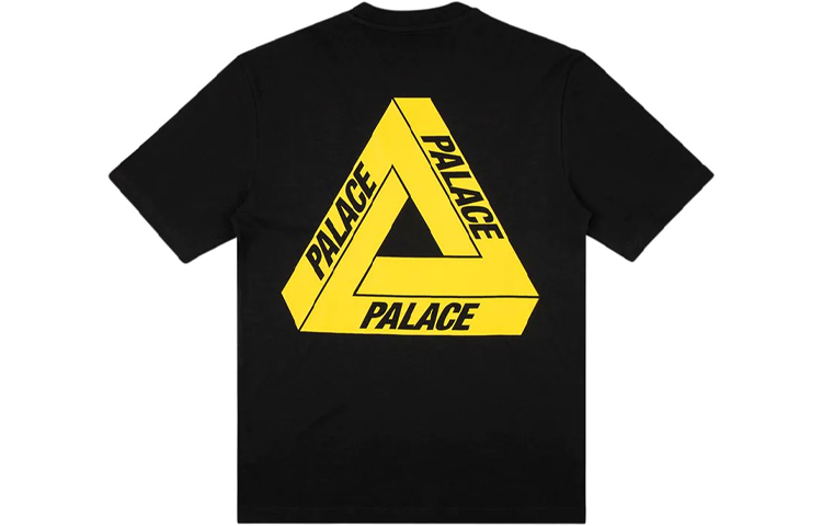 PALACE Tri-To-Help Charity Black T-Shirt Yellow Triangle Unisex Design. P18TS227