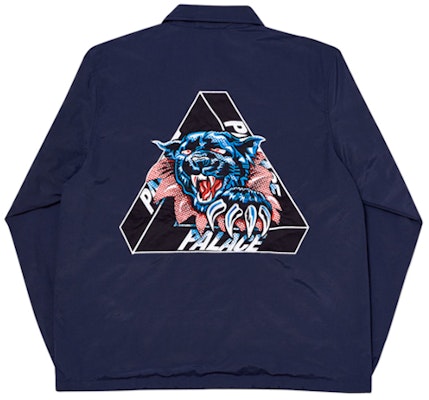 PALACE Tricolor Logo Collar Jacket Unisex Navy Blue P17JK073 Order PALACE Tricolor Logo Collar Jacket Unisex Navy Blue P17JK073
