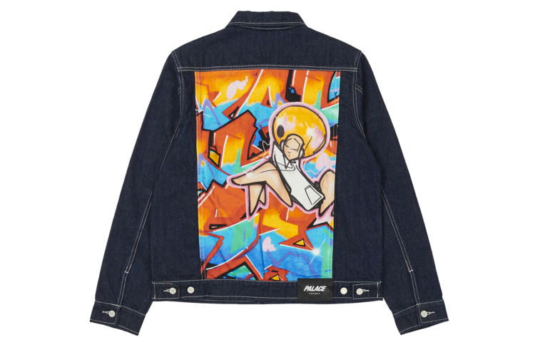 PALACE ULTIMO Cartoon Print Denim Jacket Unisex Casual Outerwear. P21D015