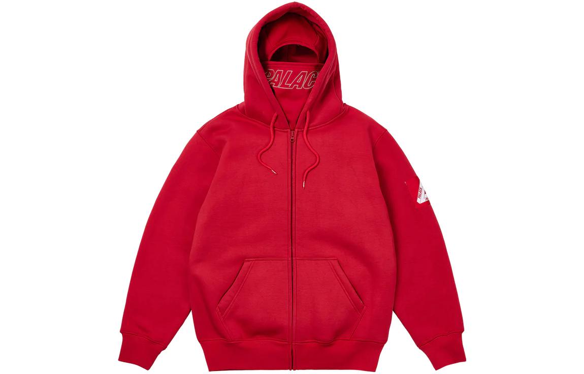 Palace Ultimo FW23 Solid Mask Zip Hoodie Unisex Red P25CS147