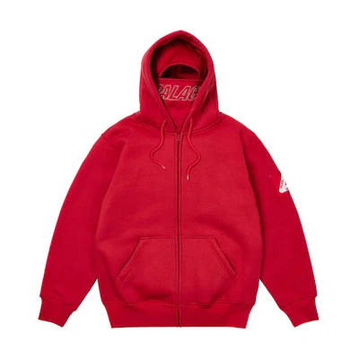 Palace Ultimo FW23 Solid Mask Zip Hoodie Unisex Red P25CS147