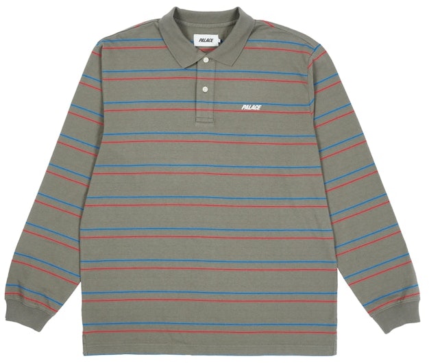 palace-underline-longsleeve-polo-olive