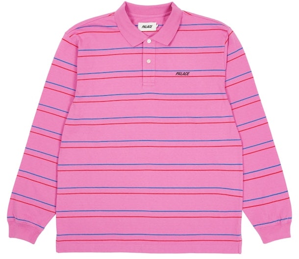 palace-underline-longsleeve-polo-pink