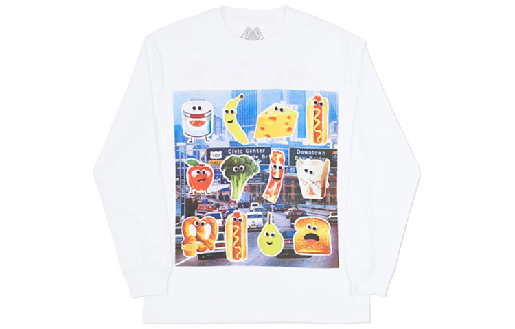 PALACE Vegetable Print Long Sleeve T-Shirt Unisex White. P12LS001