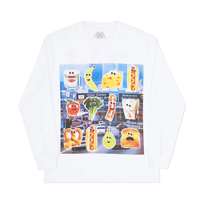 PALACE Vegetable Print Long Sleeve T-Shirt Unisex White. P12LS001