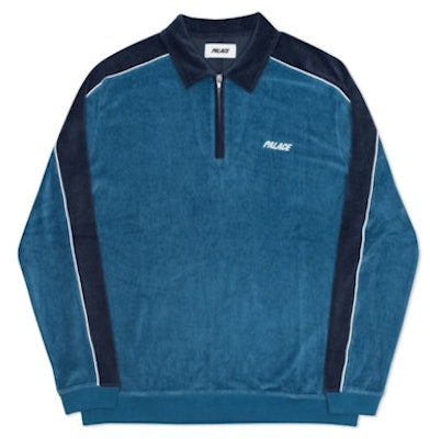 Palace Velour Half Zip Grey/Black Buy Palace Velour Half Zip Grey/Black